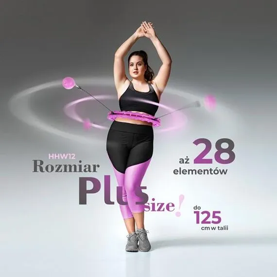 HMS HHW12 Plus Size Hula Hop z Wypustkami i obciążnikiem z regulacją, Kolor: fioletowy, 3 zdjęcie