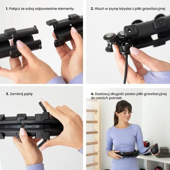 ZESTAW Hula Hop Hhw01 Black Z Wypustkami I Obciążnikiem + Pas Br163 Red HMS, Kolor: czarny, 7 zdjęcie