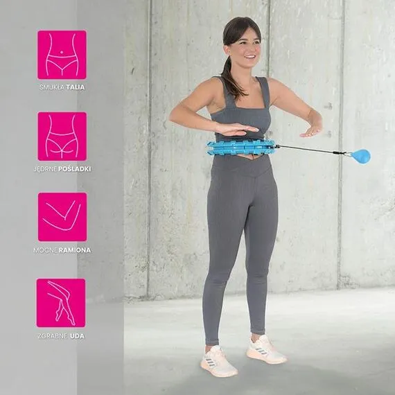 ZESTAW Hula Hop Hhw01 Blue Z Wypustkami I Obciążnikiem + Pas Br163 Red HMS, Kolor: niebieski, 16 zdjęcie