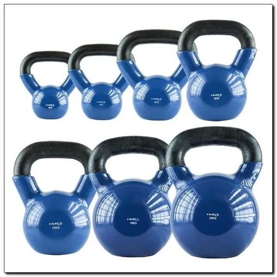 KNV08 Blue Kettlebell Żeliwny Pokryty Winylem 8kg HMS, Kolor: niebieski, Waga: 8 kg, 3 zdjęcie