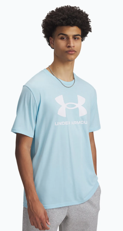 UNDER ARMOUR t-shirt męski koszulka treningowa LOGO UPDATE błękitna (S)