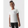 4F koszulka dziecięca bawełniana t-shirt dla dziewczynek F1549 biały, Kolor: biały, Rozmiar: 122