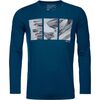 Ortovox Koszulka męska 185 Merino Shape PIC Long Sleeve petrol blue, Kolor: niebieski, Waga: 0.5, Rozmiar: S