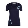 Icebreaker Koszulka damska merino Tech Lite II SS Scoop Swarming Shapes - Midnight Navy r. XS