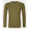 Ortovox Koszulka męska 185 Merino Tangram LS zielona, Kolor: zielony, Waga: 0.8, Rozmiar: S