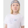 4F t-shirt bawełniany koszulka chłopięca 4FJWSS25TTSHM2185 biała, Kolor: biały, Rozmiar: 158