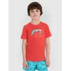 4F t-shirt bawełniana koszulka chłopięca 4FJWSS25TTSHM1917 Czerwona, Kolor: czerwony, Rozmiar: 158