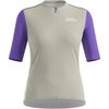 Koszulka rowerowa damska Odlo ESSENTIAL HERITAGE PRINT T-shirt s/u collar s/s full zip szara, Kolor: szary, Rozmiar: S