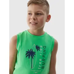 4F koszulka dziecięca bezrękawnik dla chłopca bawełniany M040 zielona, Kolor: zielony, Rozmiar: 134, 3 zdjęcie