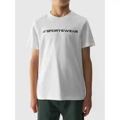 4F JUNIOR T-shirt bawełniany M1552 biały, Kolor: biały, Rozmiar: 146, 4 zdjęcie