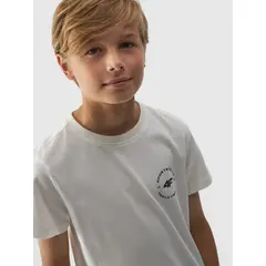 4F Koszulka dziecięca t-shirt chłopięcy na W-F bawełniany M1859 biały, Kolor: biały, Rozmiar: 164, 3 zdjęcie
