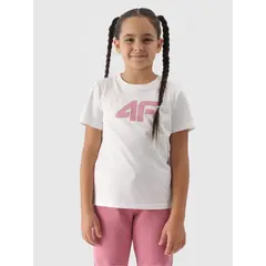 4F JUNIOR T-shirt dziewczęcy F1803 biały, Kolor: biały, Rozmiar: 128