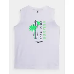 4F koszulka dziecięca bezrękawnik dla chłopca bawełniany M040 biały, Kolor: biały, Rozmiar: 158, 4 zdjęcie