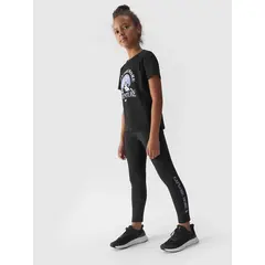 4F JUNIOR T-shirt dziewczęcy bawełniany F1548 czarny, Kolor: czarny, Rozmiar: 146, 4 zdjęcie