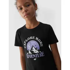 4F JUNIOR T-shirt dziewczęcy bawełniany F1548 czarny, Kolor: czarny, Rozmiar: 146, 3 zdjęcie