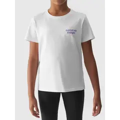 4F koszulka dziecięca bawełniana t-shirt dla dziewczynek F1549 biały, Kolor: biały, Rozmiar: 122, 3 zdjęcie