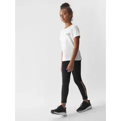 4F koszulka dziecięca bawełniana t-shirt dla dziewczynek F1549 biały, Kolor: biały, Rozmiar: 122, 5 zdjęcie