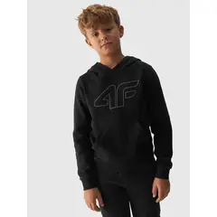 4F JUNIOR Bluza chłopięca z kapturem M1292 czarna, Kolor: czarny, Rozmiar: 128