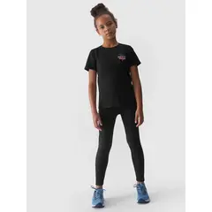 4F JUNIOR Legginsy dziewczęce czarne długie F172, Kolor: czarny, Rozmiar: 164