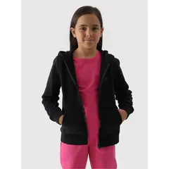 4F JUNIOR Bluza rozpinana z kapturem F1315 czarna, Kolor: czarny, Rozmiar: 140