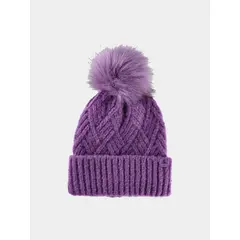 4F JUNIOR Czapka dziecięca z pomponem F419 fioletowa, Kolor: fioletowy, Rozmiar: one size