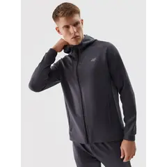 4F Bluza rozpinana z kapturem męska M393 czarna, Kolor: szary, Rozmiar: L