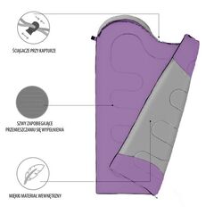 NILS CAMP śpiwór turystyczny typu kołdra z kapturem 215x75cm NC2008 fioletowy, Kolor: fioletowy, Waga: 0,8, Rozmiar: M, 2 zdjęcie