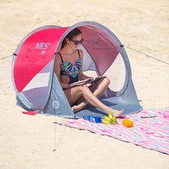 NC3142 Namiot Plażowy Samorozkładający Podłoga Czerwono-Szary NILS CAMP, 3 zdjęcie