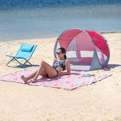 NC3142 Namiot Plażowy Samorozkładający Podłoga Czerwono-Szary NILS CAMP, 4 zdjęcie