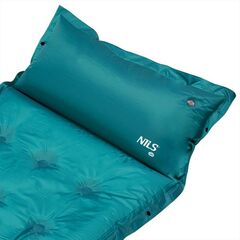 NILS CAMP mata samopompująca turystyczna z poduszką NC4018 zielona, Kolor: morski, Waga: 1, 5 zdjęcie