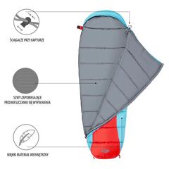 NILS CAMP śpiwór turystyczny 220x80cm kempingowy typu mumia NC2012 czerwony, Kolor: czerwono-niebieski, Waga: 1,1, 2 zdjęcie