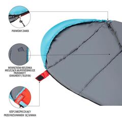 NILS CAMP śpiwór turystyczny 220x80cm kempingowy typu mumia NC2012 czerwony, Kolor: czerwono-niebieski, Waga: 1,1, 3 zdjęcie