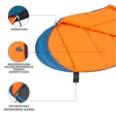 NILS CAMP śpiwór turystyczny 220x80cm kempingowy typu mumia NC2012, Kolor: granatowo-pomarańczowy, Waga: 1,1, 3 zdjęcie