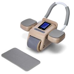 HMS KA08 BROWN ABS AUTOMATYCZNE KOŁO DO ĆWICZEŃ MIĘŚNI BRZUCHA Z WYŚWIETLACZEM LCD I ŁADOWANIEM, Kolor: brązowy