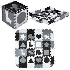 MD03 MATA DZIECIĘCA PUZZLE KOJEC GRAY 36 ELEMENTÓW 140x140CM NILS FUN, Kolor: szary/biały/czarny
