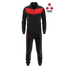 GIVOVA dres sportowy męski komplet bluza i spodnie Triacetato czarny/czerwony, Kolor: czarny, Rozmiar: S