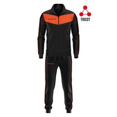 GIVOVA dres sportowy męski komplet bluza i spodnie Triacetato czarny/pomarańczowy, Kolor: czarny, Rozmiar: S