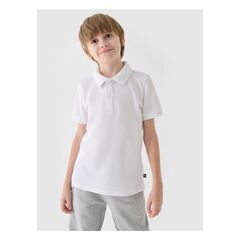 4F JUNIOR Polo chłopięce M478 białe, Kolor: biały, Rozmiar: 134