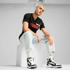 PUMA koszulka męska t-shirt bawełniany ESS+ 2 Col Logo Tee czarna/czerwona, Kolor: czarny/czerwony, Waga: 0.2, Rozmiar: M, 6 zdjęcie