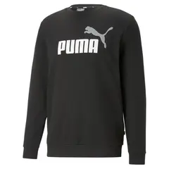 PUMA bluza męska bawełniana bez kaputra ESS+ 2 Col Big Logo Crew TR czarna, Kolor: czarny, Waga: 0.4, Rozmiar: L