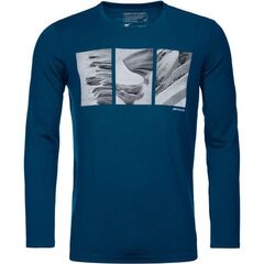 Ortovox Koszulka męska 185 Merino Shape PIC Long Sleeve petrol blue, Kolor: niebieski, Waga: 0.5, Rozmiar: S