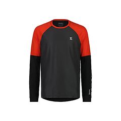 Mons Royale Męska przeciwwietrzna koszulka rowerowa z wełny merino Tarn Merino Shift Wind Jersey czarno-czerwona, Waga: 0.5, Rozmiar: L