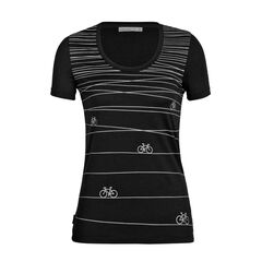 Icebreaker Koszulka damska merino W Tech Lite II SS Scoop Tee Hill Sprint czarny, Kolor: czarny, Waga: 0.5, Rozmiar: XL