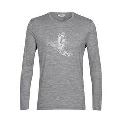 Icebreaker Koszulka męska merino M Tech Lite II LS Tee Skiing Yeti Gritstone Heather, Kolor: szary, Waga: 0.5, Rozmiar: S