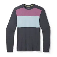 Smartwool Koszulka termiczna męska Classic Thermal Merino Colorblock Crew - Charcoal / Argyle Purple r. XL