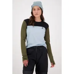 Mons Royale Koszulka damska merino Yotei BF LS Logo - Riverbed, Kolor: szary, Waga: 0.5, Rozmiar: XS