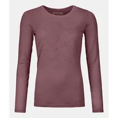 Ortovox Koszulka damska 185 Merino Tangram LS różowa, Kolor: różowy, Waga: 0.8, Rozmiar: S