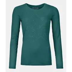 Ortovox Koszulka damska 185 Merino Tangram LS zielona, Kolor: zielony, Waga: 0.8, Rozmiar: XS