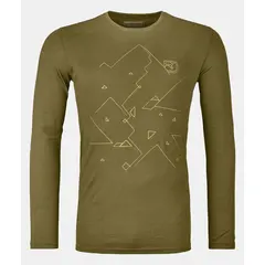 Ortovox Koszulka męska 185 Merino Tangram LS zielona, Kolor: zielony, Waga: 0.8, Rozmiar: S
