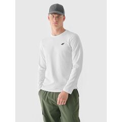4F Longsleeve koszulka męska bawełniana M375 biała, Kolor: biały, Rozmiar: 3XL